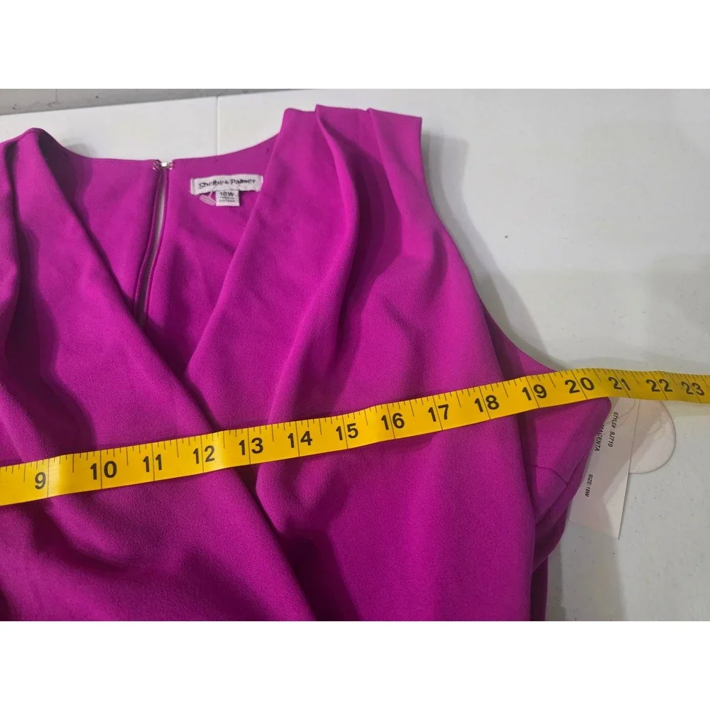 Shelby & Palmer Womens 18W Magenta Surplice V-Neck Wide Leg Jumpsuit NWT 9J710